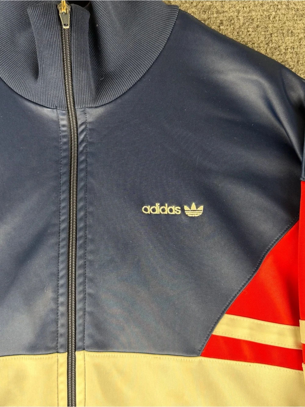 Vintage adidas Track Jacket Mens Small Blue Red Bloke Core USA Olympic Retro 80s